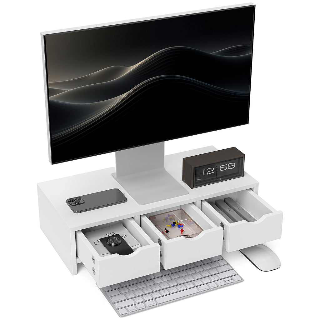 Monitor stand riser with drawers