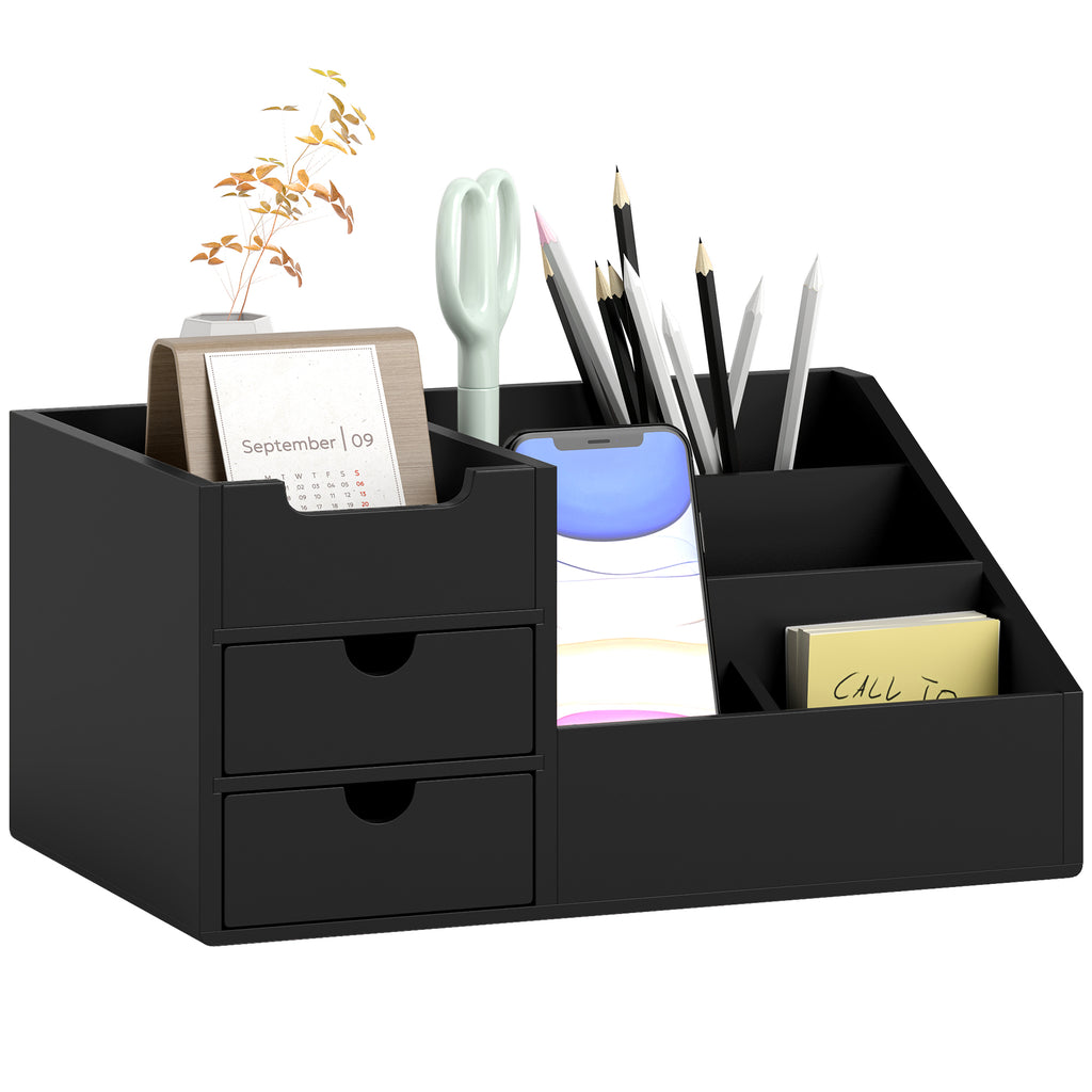 Black bamboo desk organiser