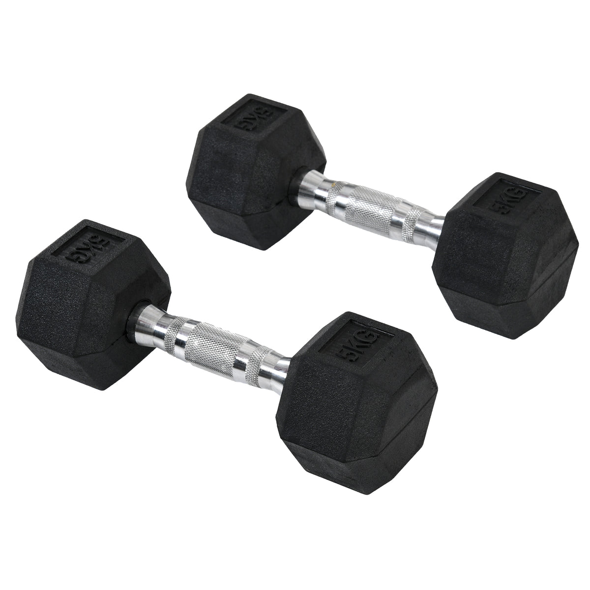 Rubber hex dumbbell set 2 x 5kg