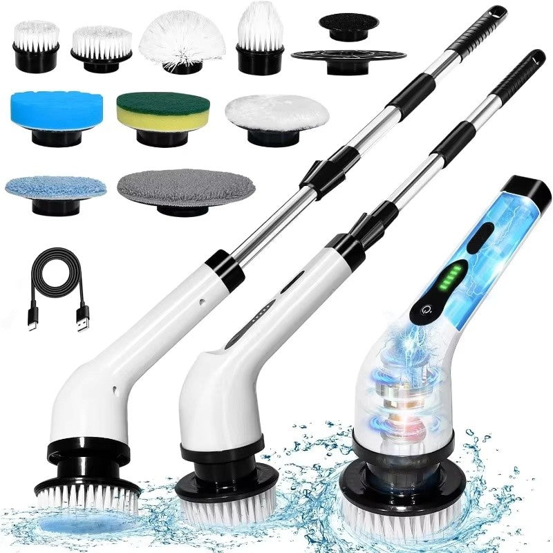 Cordless electric spin scrubber