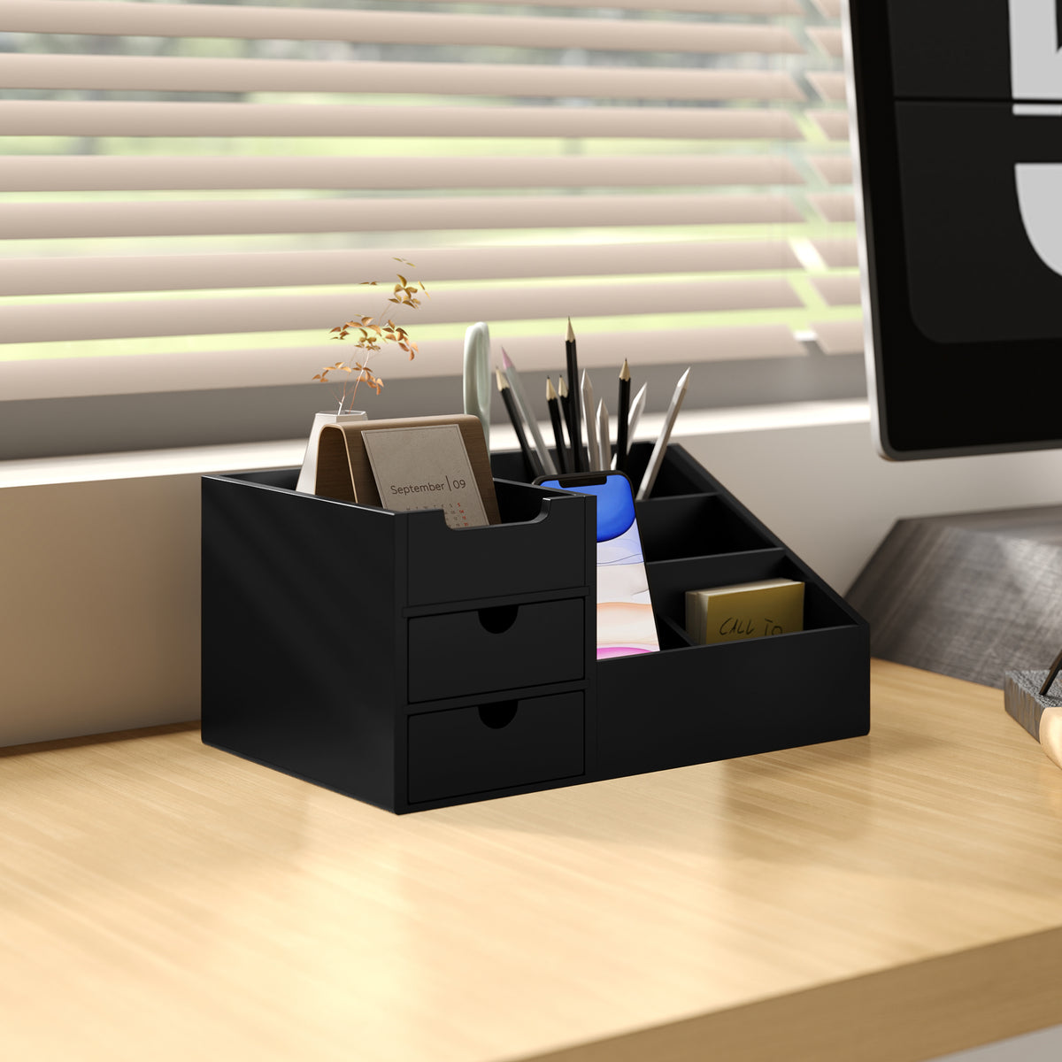 Desk organiser on a desk