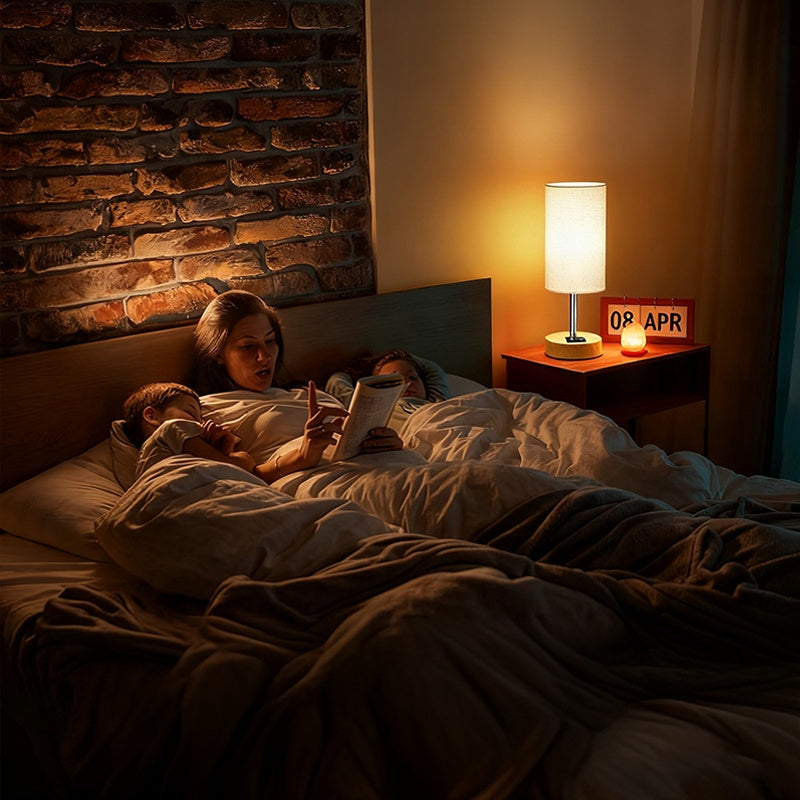 Touch lamp on bedside table