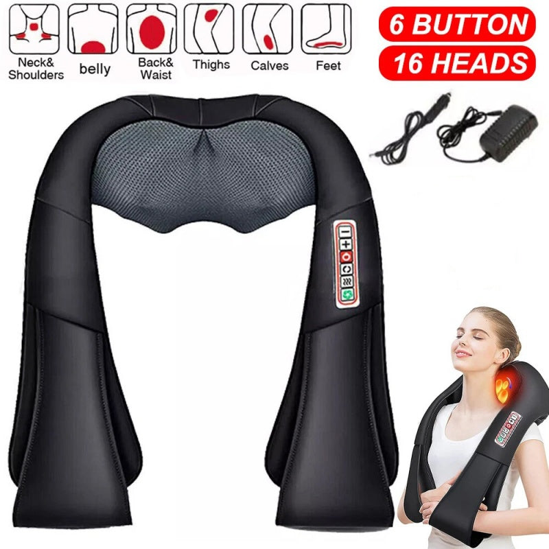 Heated shiatsu neck and shoulder massager