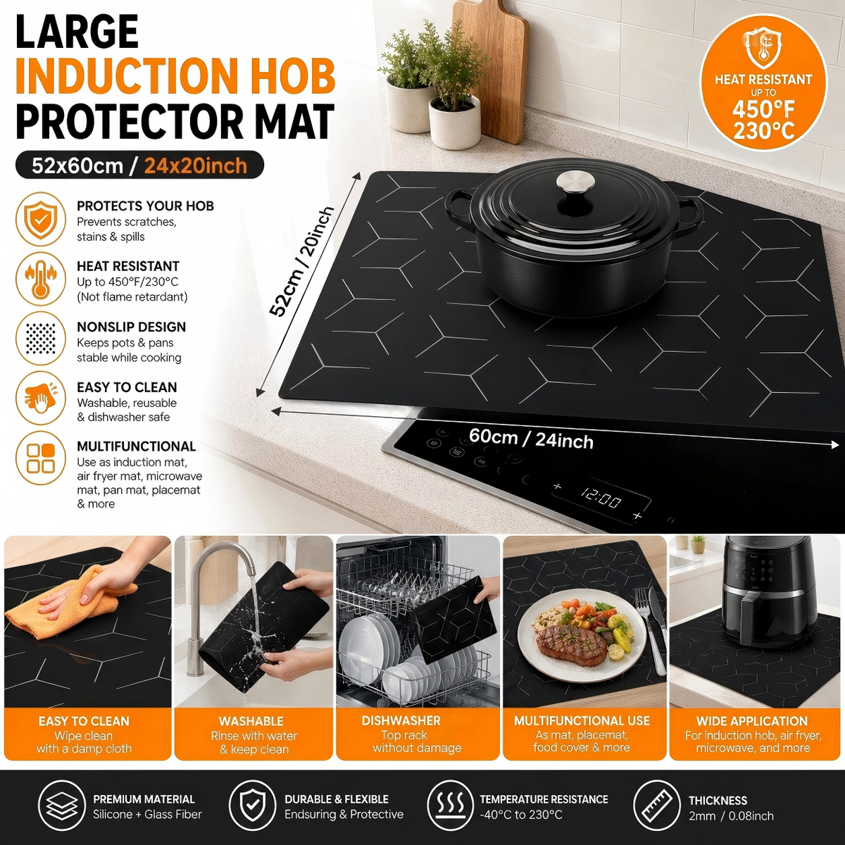 Induction hob protector mat