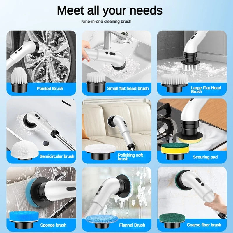 Spin scrubber adjustable handle